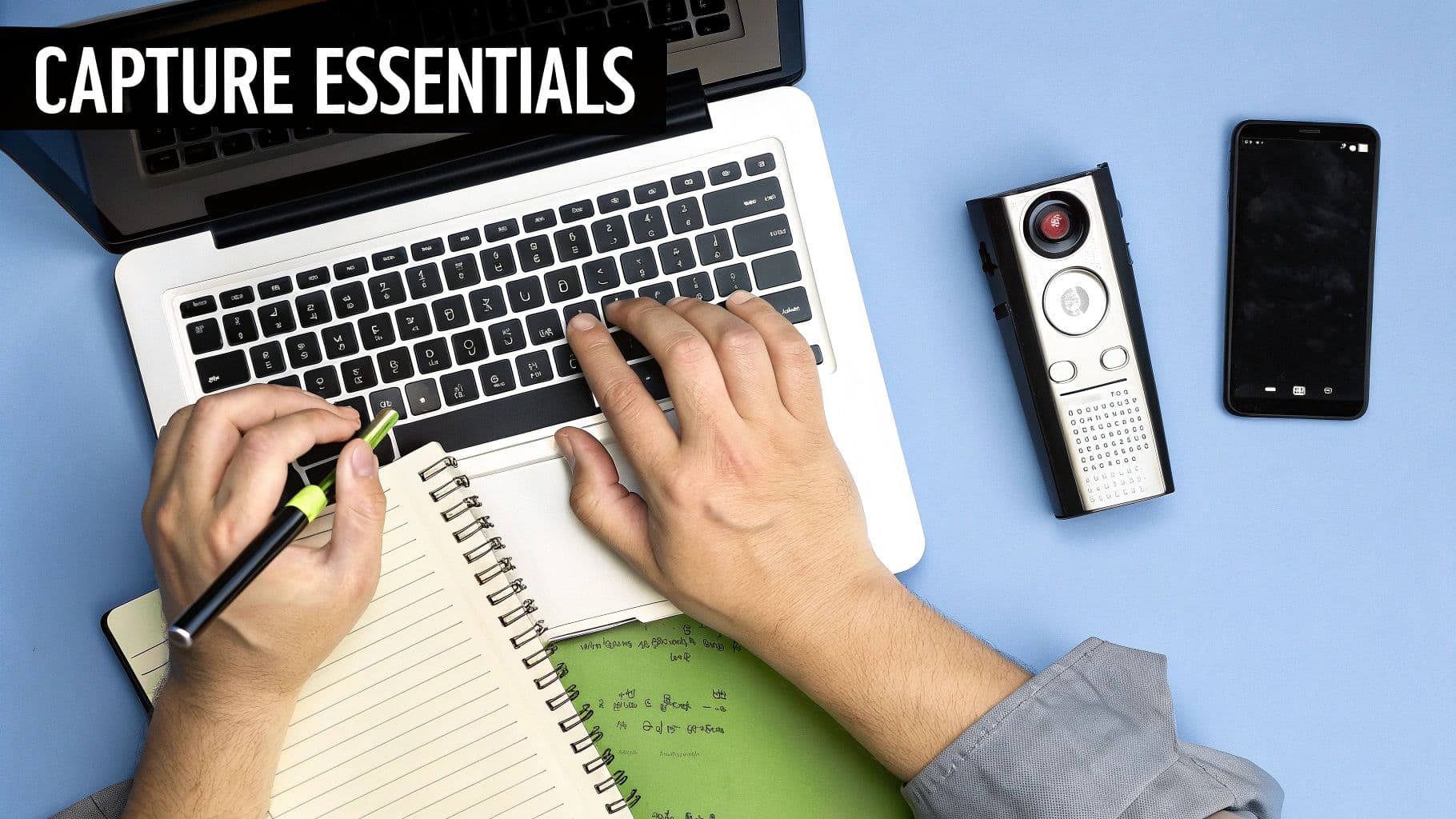 Meeting productivity illustration showing AI tools and meeting summaries