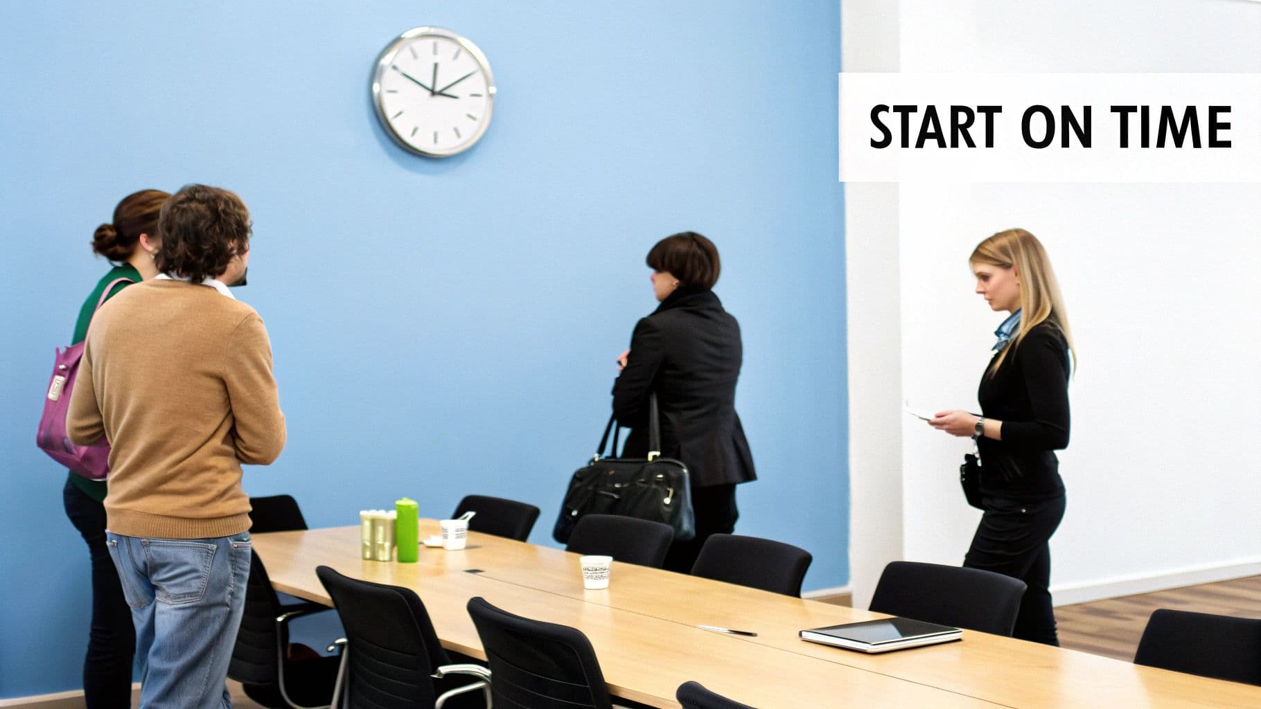 Meeting productivity illustration showing AI tools and meeting summaries