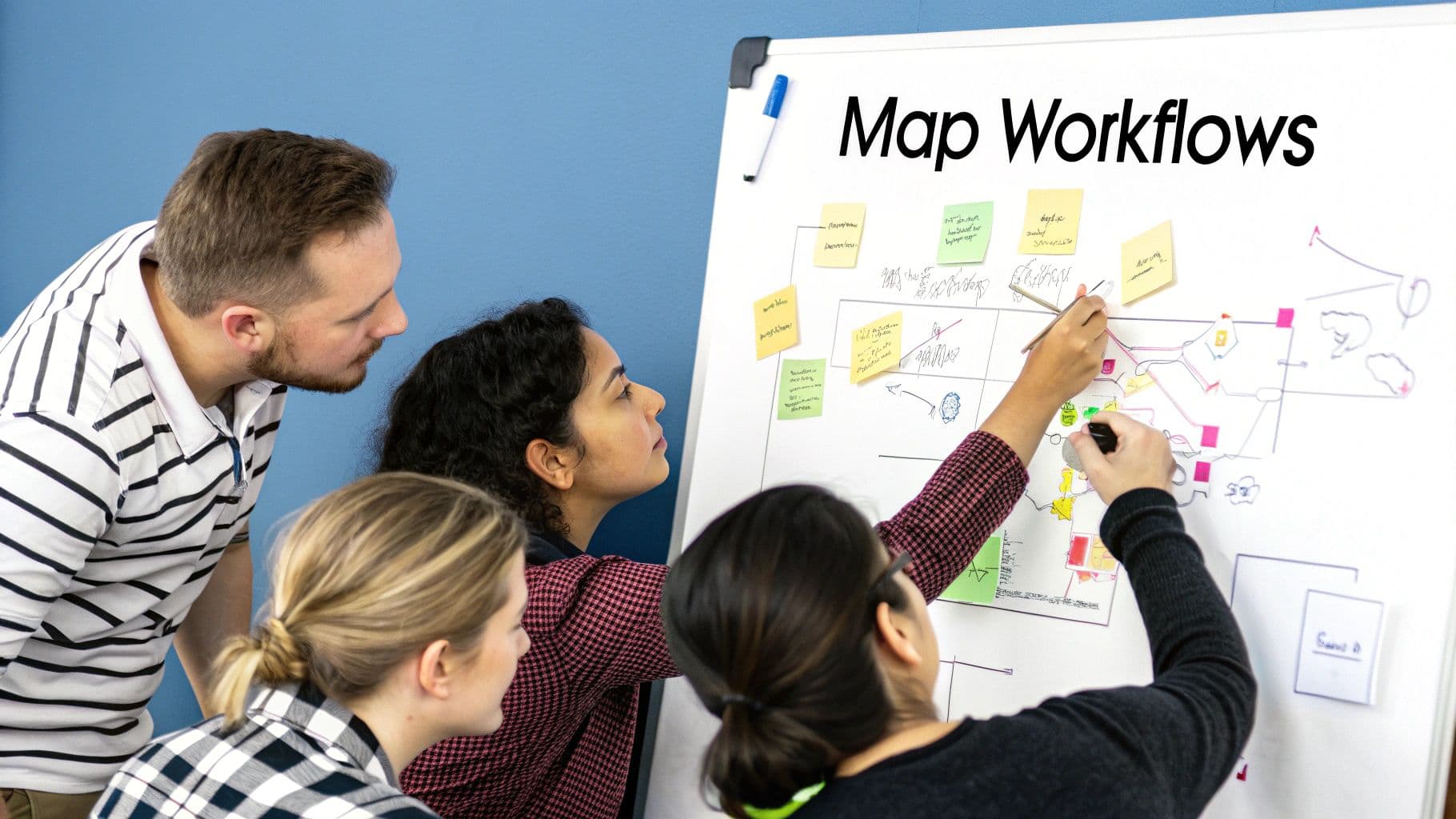 Meeting productivity illustration showing AI tools and meeting summaries