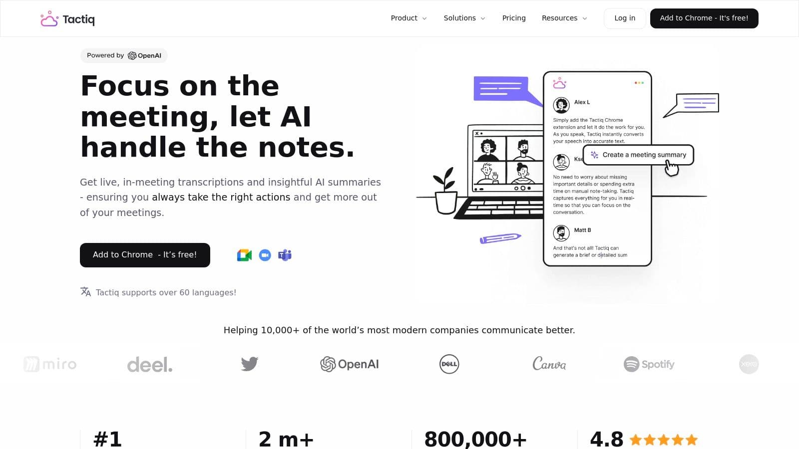 Meeting productivity illustration showing AI tools and meeting summaries