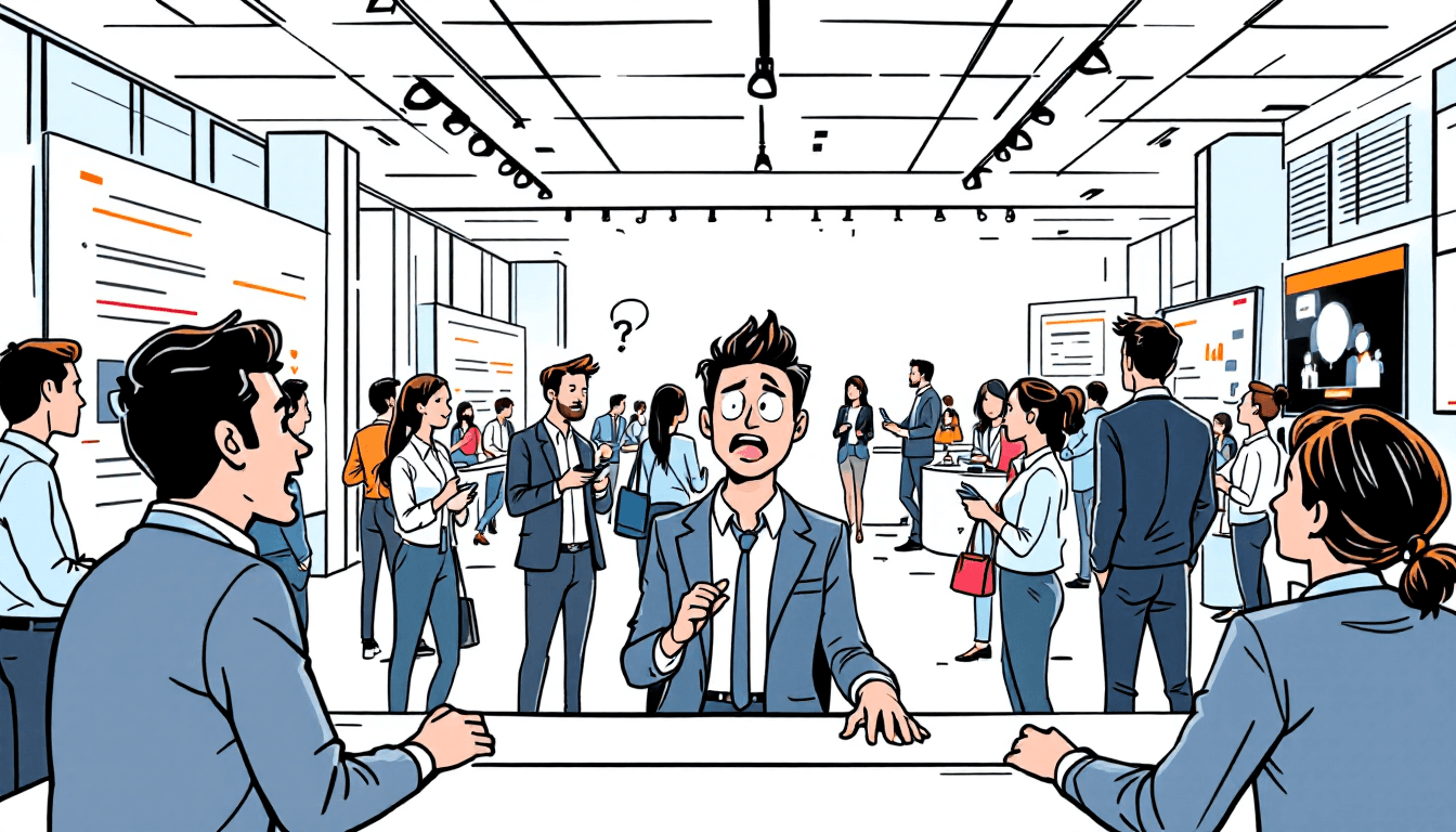 Professional networking at a modern corporate event with presentations, discussions, and team building activities