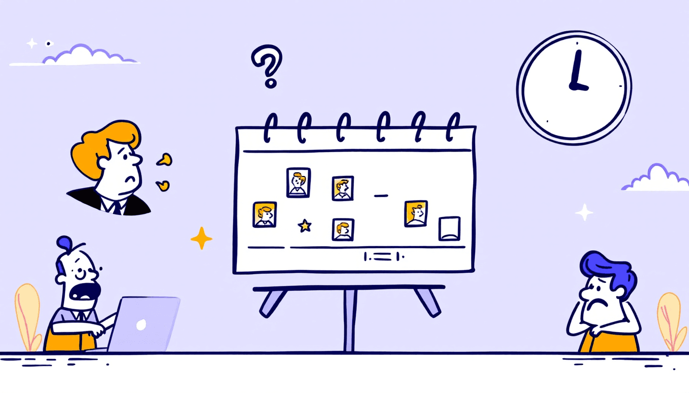 Team meeting schedule calendar showing optimal cadence planning with various meeting frequencies and time management strategies