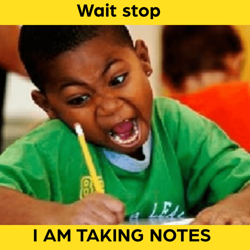 The universal panic of frantically trying to keep up with a fast-talking presenter while your hand cramps from writing